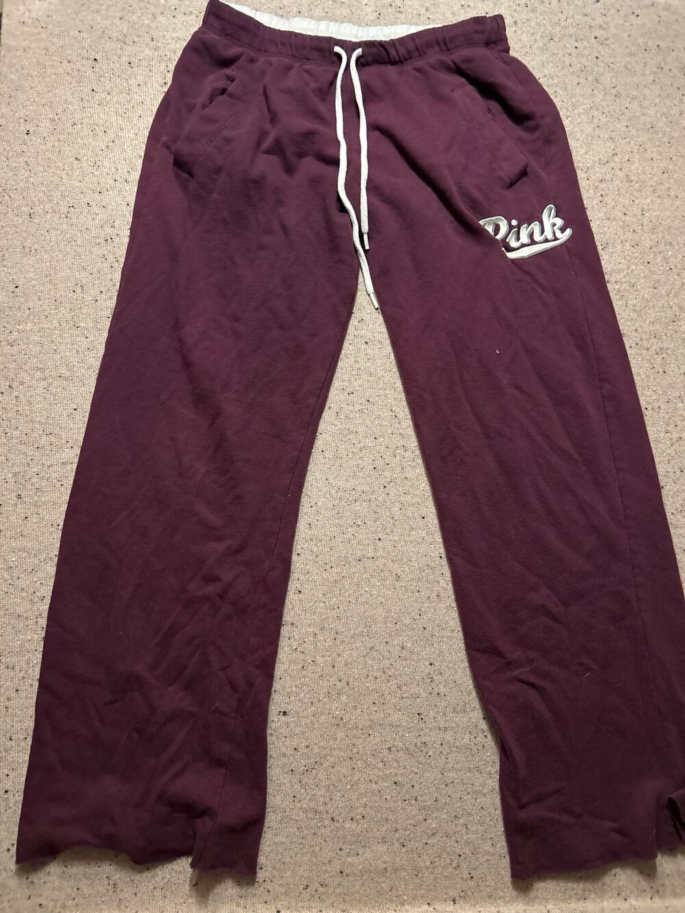 Y2K Pink Victoria's Secret Burgundy Wide Leg Sweat Pants Small
